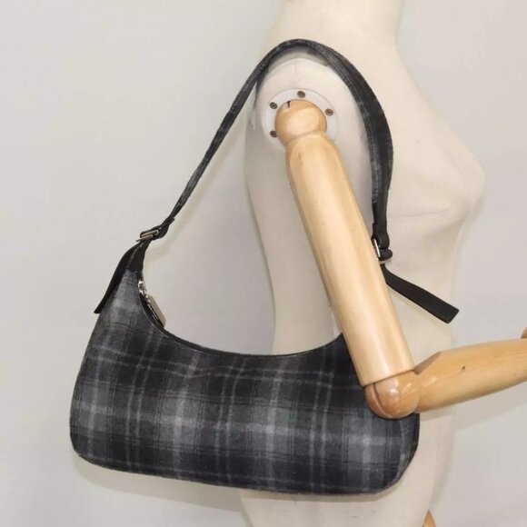 Salvatore Ferragamo Shoulder Bag Wool Gray Auth - Picture 1 of 16